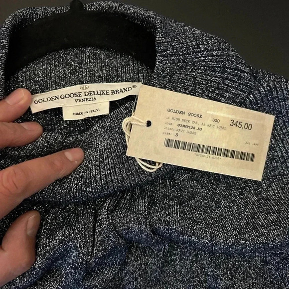 Golden Goose Venezia Pullover blouse Shimmery Blue Turtleneck Sz S Party - Picture 10 of 16